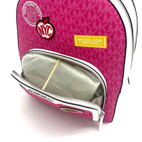 Michael Kors Md Embellished Zip Pocket Backpack & Double Zip Wallet Dragonfruit - Picture 9 of 14